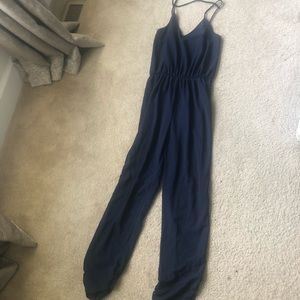 Navy Blue Romper scrunched legged ankle detaining